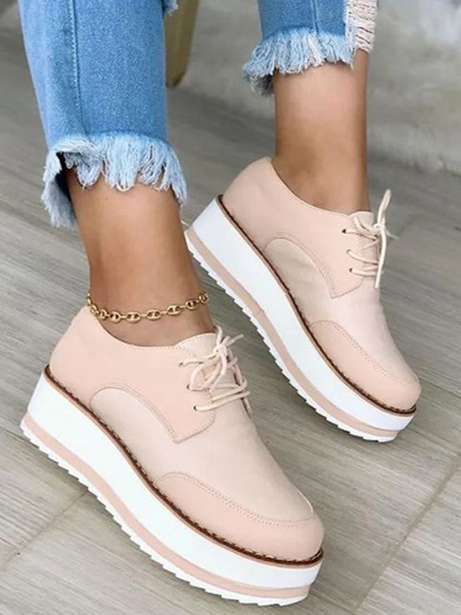 Women's Casual Split Joint Lace-Up Platform Shoes