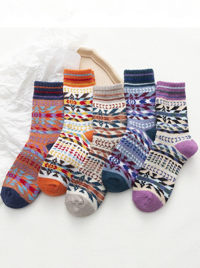 Casual Everyday Ethnic Pattern Striped Cotton Socks
