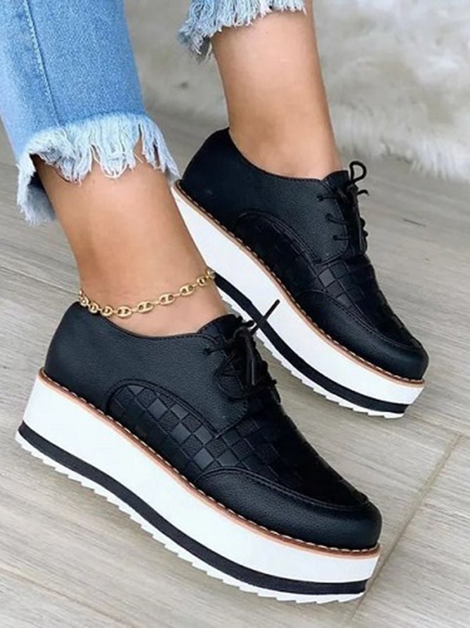 Women's Casual Split Joint Lace-Up Platform Shoes