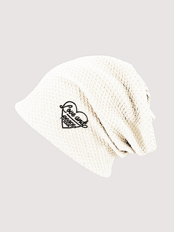 Love And Peace Letter Pattern Woolen Beanie Autumn Winter Warm Casual Vintage Accessories