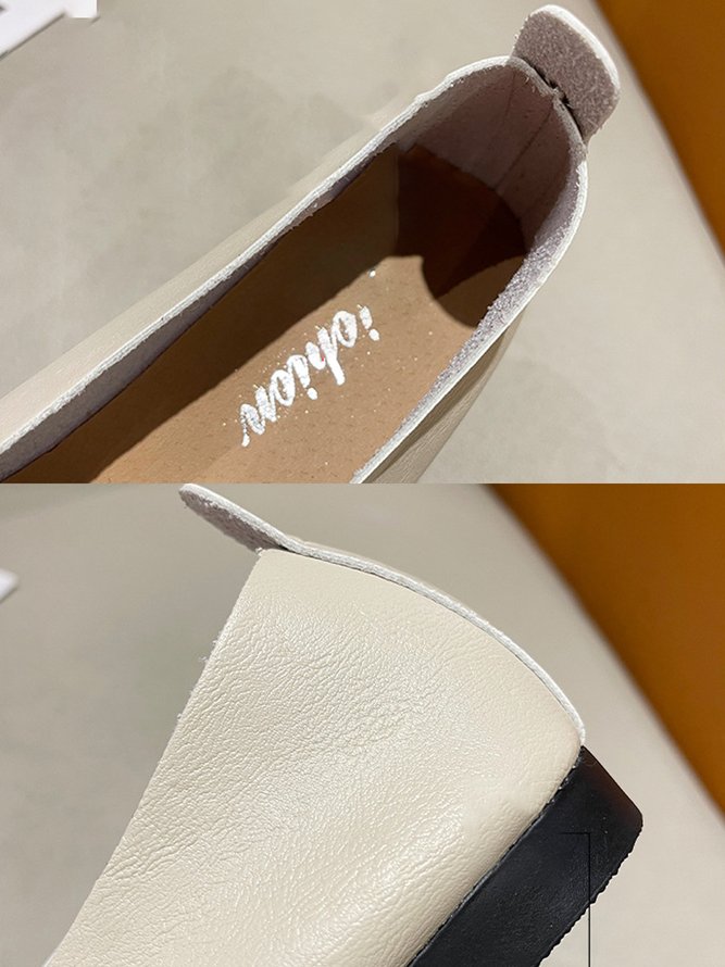 Women's Pu Plain Buckle Slip On Flat Shoes