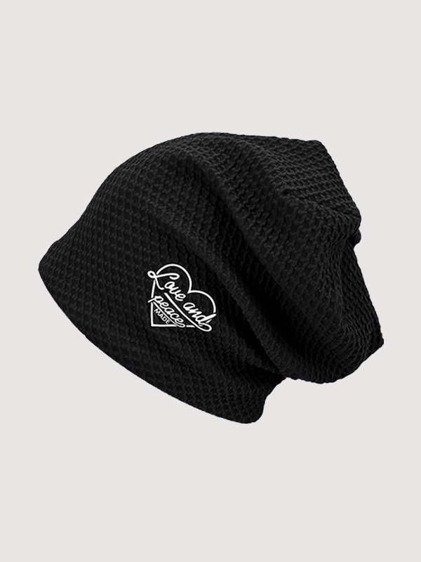 Love And Peace Letter Pattern Woolen Beanie Autumn Winter Warm Casual Vintage Accessories