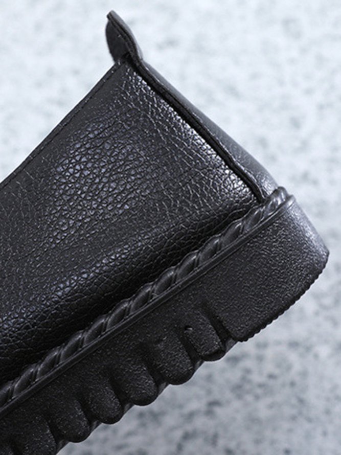 Faux Leather Casual Vintage Letter Panel Soft Sole Loafers