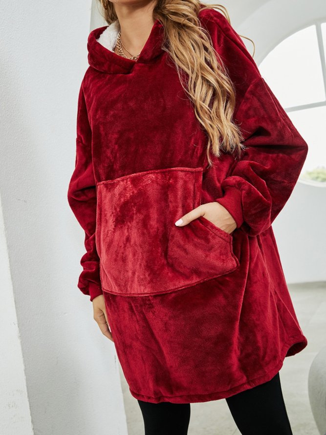 Thermal Flannel Hooded Nightgown Lazy Pullover TV Blanket
