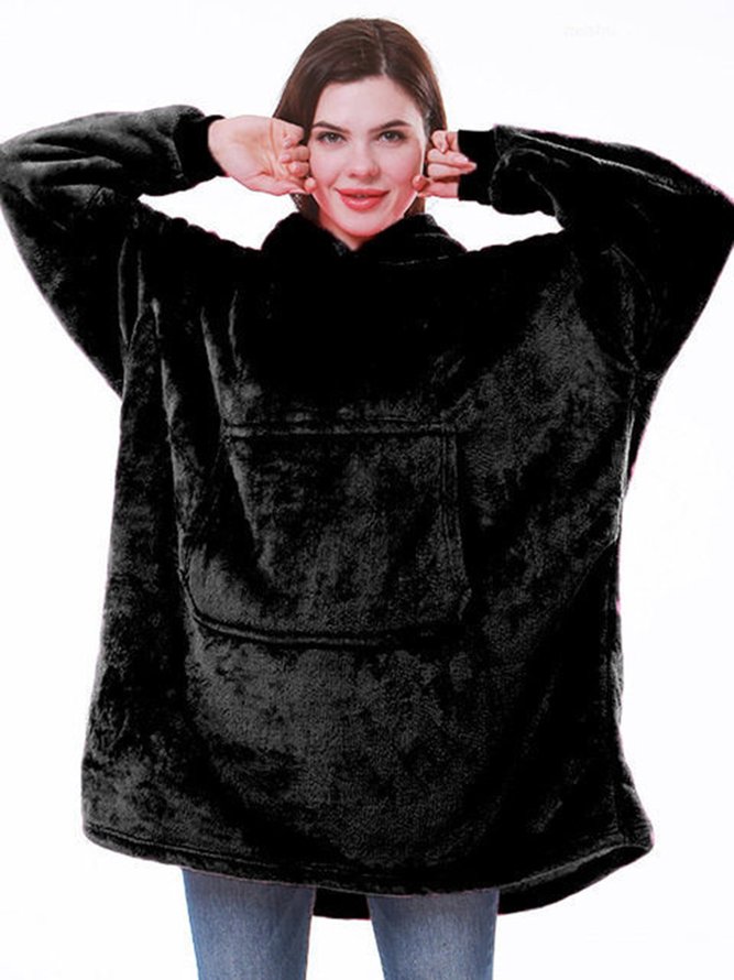 Thermal Flannel Hooded Nightgown Lazy Pullover TV Blanket
