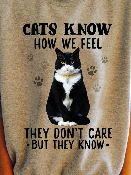 Loose Cat Casual Crew Neck Sweatshirt