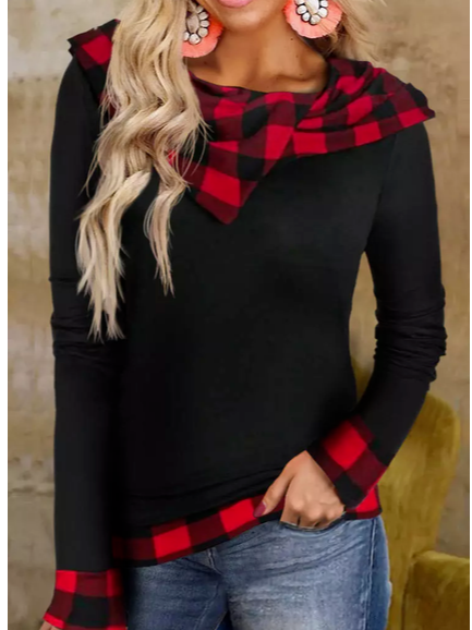 Crew Neck Casual Plaid Regular Fit Top