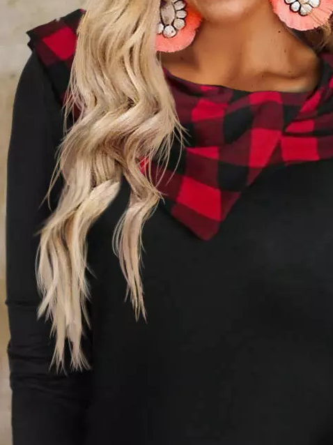 Crew Neck Casual Plaid Regular Fit Top
