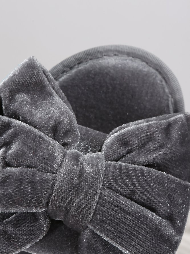 Casual Bow Decor Plain Velvet Living Room Slippers