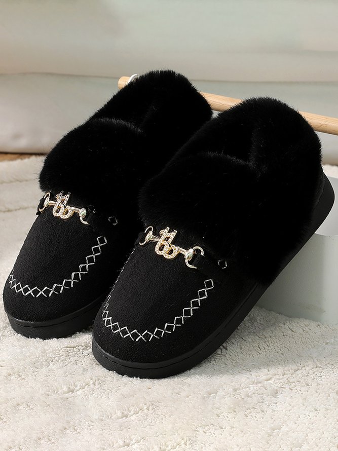 Metal Plush Warm Home Shoes Snow Shoes