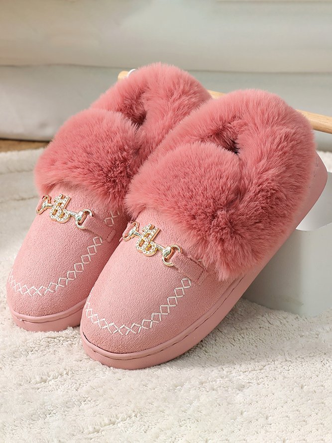 Metal Plush Warm Home Shoes Snow Shoes
