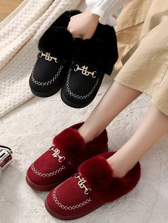 Metal Plush Warm Home Shoes Snow Shoes