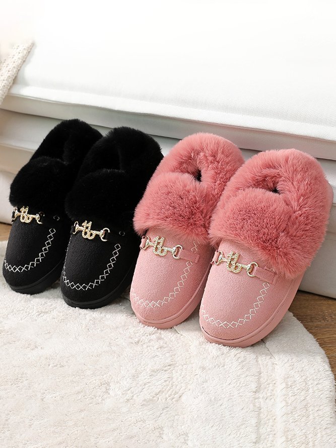 Metal Plush Warm Home Shoes Snow Shoes