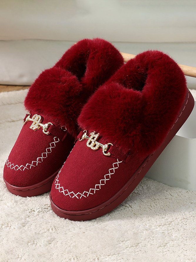 Metal Plush Warm Home Shoes Snow Shoes
