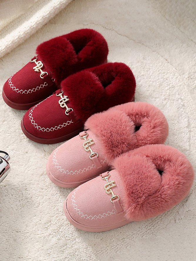 Metal Plush Warm Home Shoes Snow Shoes