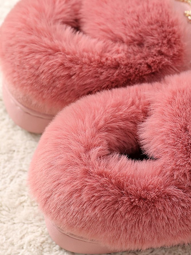 Metal Plush Warm Home Shoes Snow Shoes
