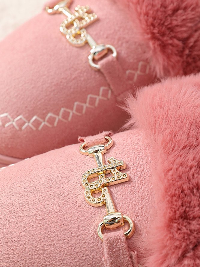 Metal Plush Warm Home Shoes Snow Shoes