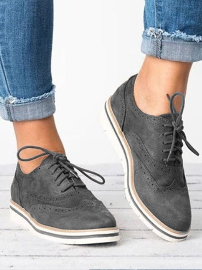 JFN Women's Lace Up Perforated Oxfords Shoes Casual Shoes