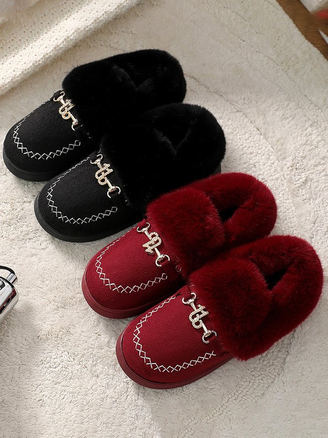 Metal Plush Warm Home Shoes Snow Shoes