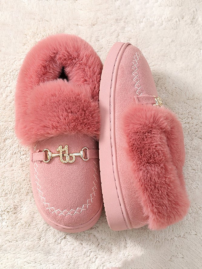 Metal Plush Warm Home Shoes Snow Shoes