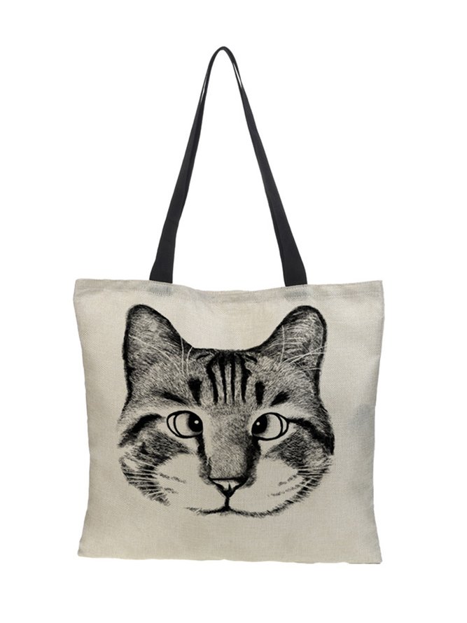 Cat Canvas Shopper Tote Bag