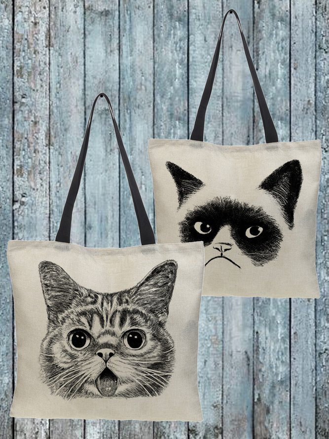 Cat Canvas Shopper Tote Bag