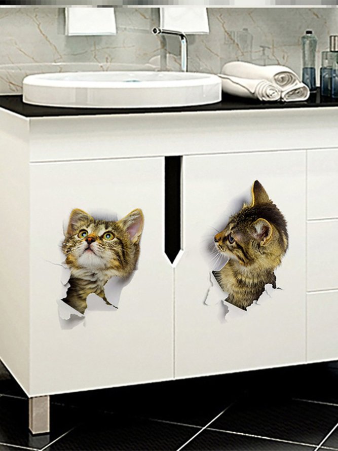 Fun Wall Breaking Cat Decorative Sticker