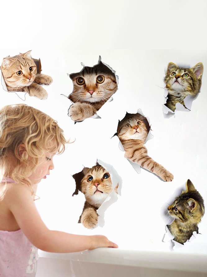 Fun Wall Breaking Cat Decorative Sticker