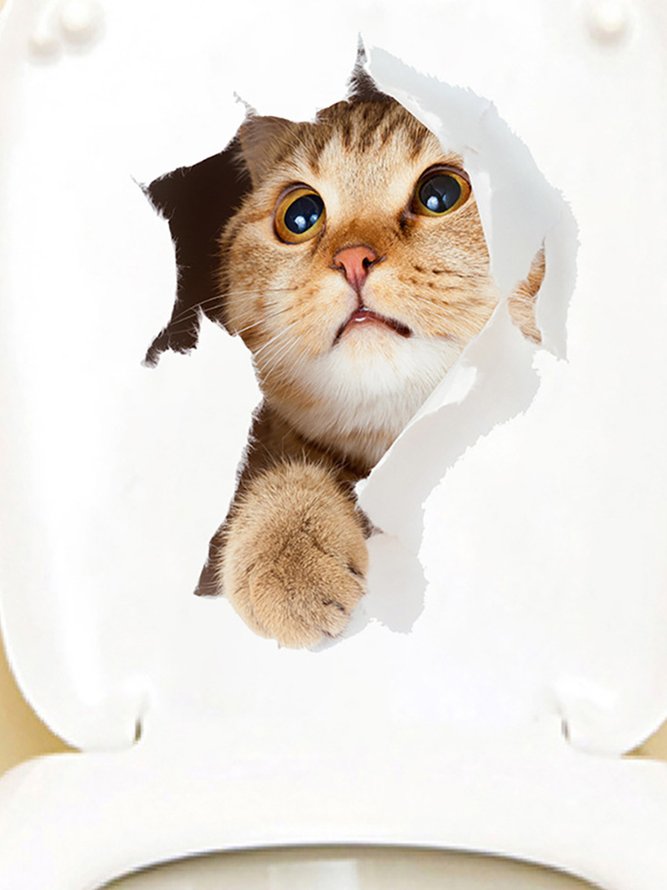 Fun Wall Breaking Cat Decorative Sticker