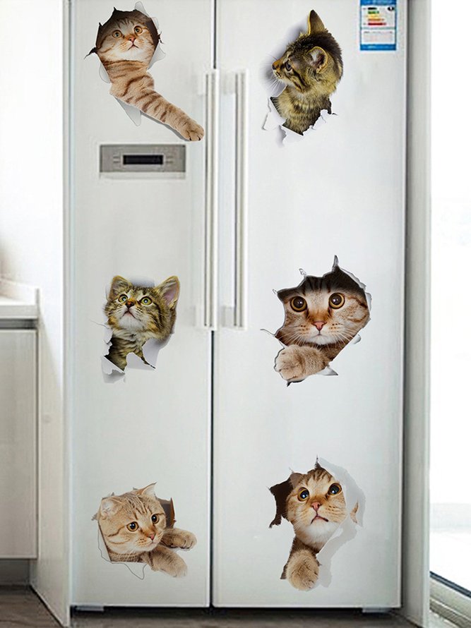 Fun Wall Breaking Cat Decorative Sticker