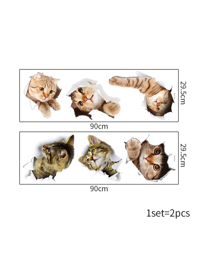 Fun Wall Breaking Cat Decorative Sticker