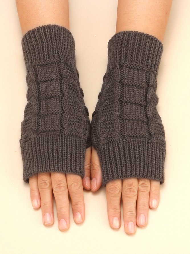 Retro Twist Pattern Wool Gloves Autumn Winter Thickened Warm Accessories