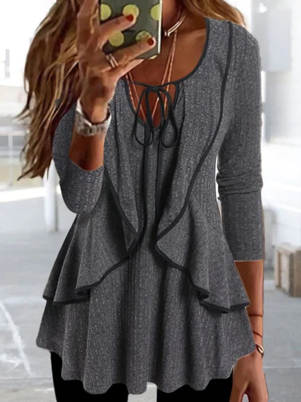 Casual Plain Crew Neck Regular Fit Top