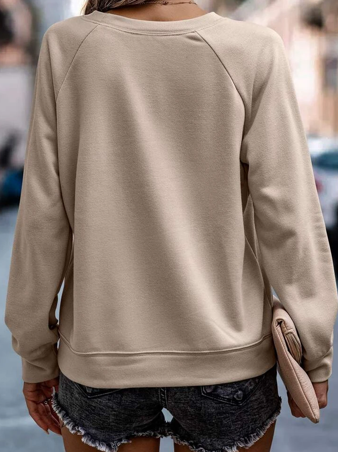 Text Letters Casual Crew Neck Top