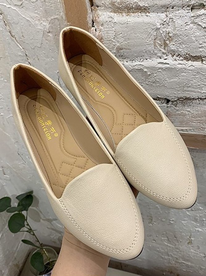 Women's Plain Stitch Detail Flat Shoes