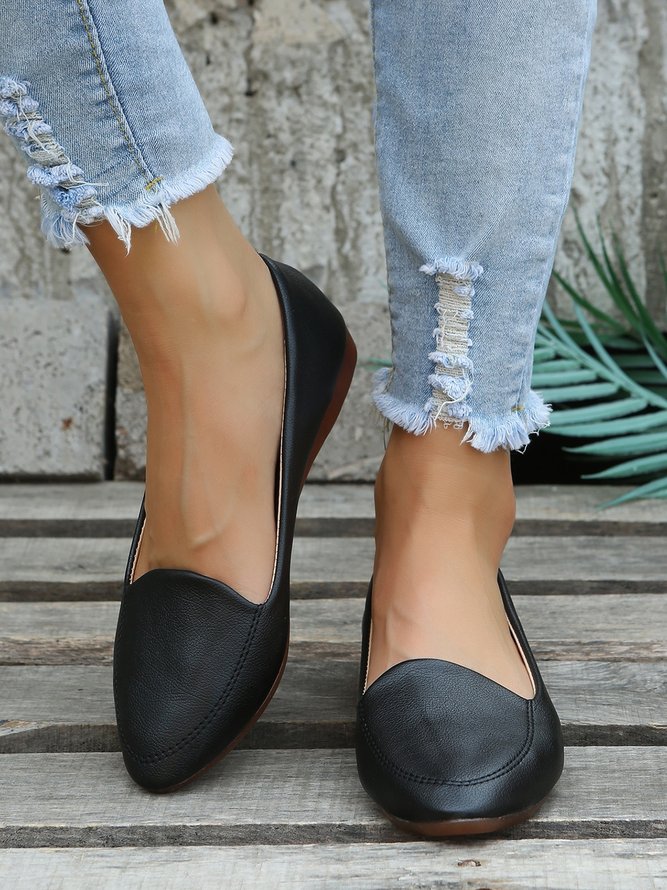 Women's Plain Stitch Detail Flat Shoes