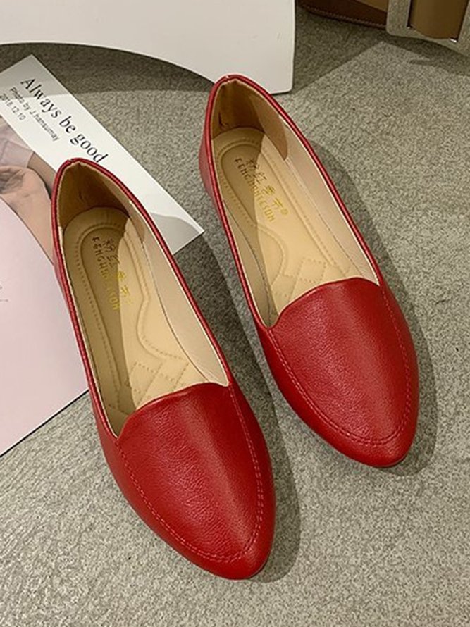 Women's Plain Stitch Detail Flat Shoes