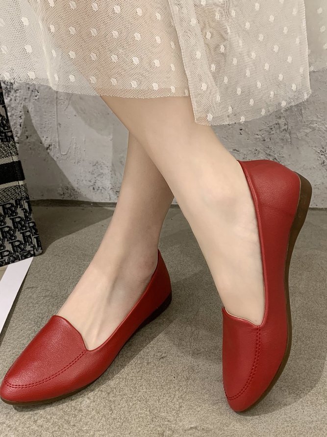 Women's Plain Stitch Detail Flat Shoes