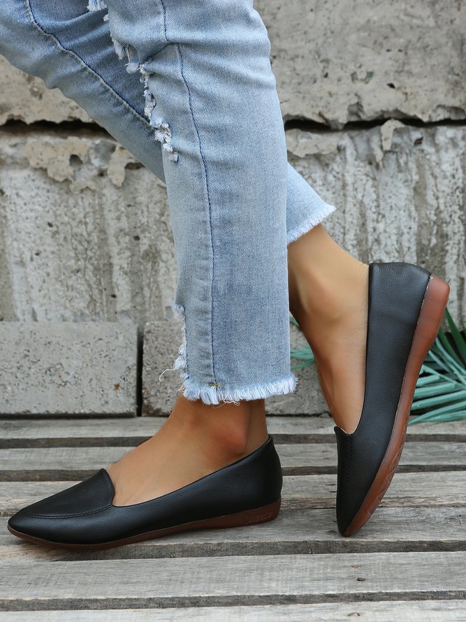 Women's Plain Stitch Detail Flat Shoes