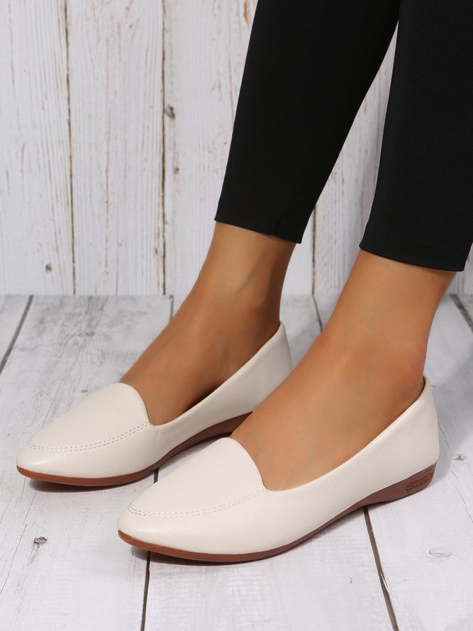 Women's Plain Stitch Detail Flat Shoes