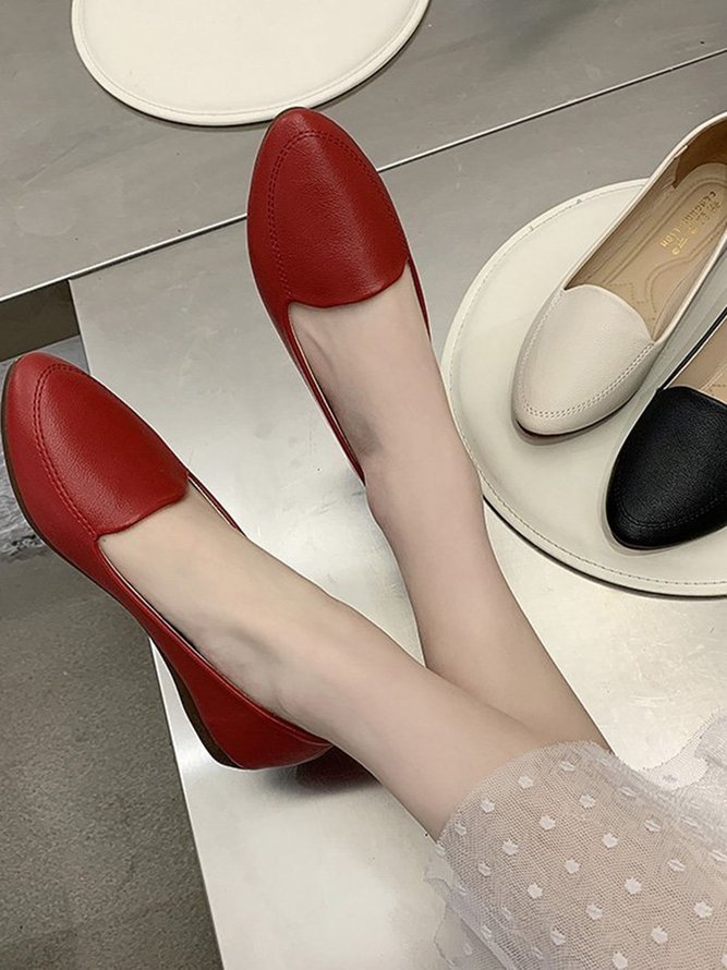 Women's Plain Stitch Detail Flat Shoes