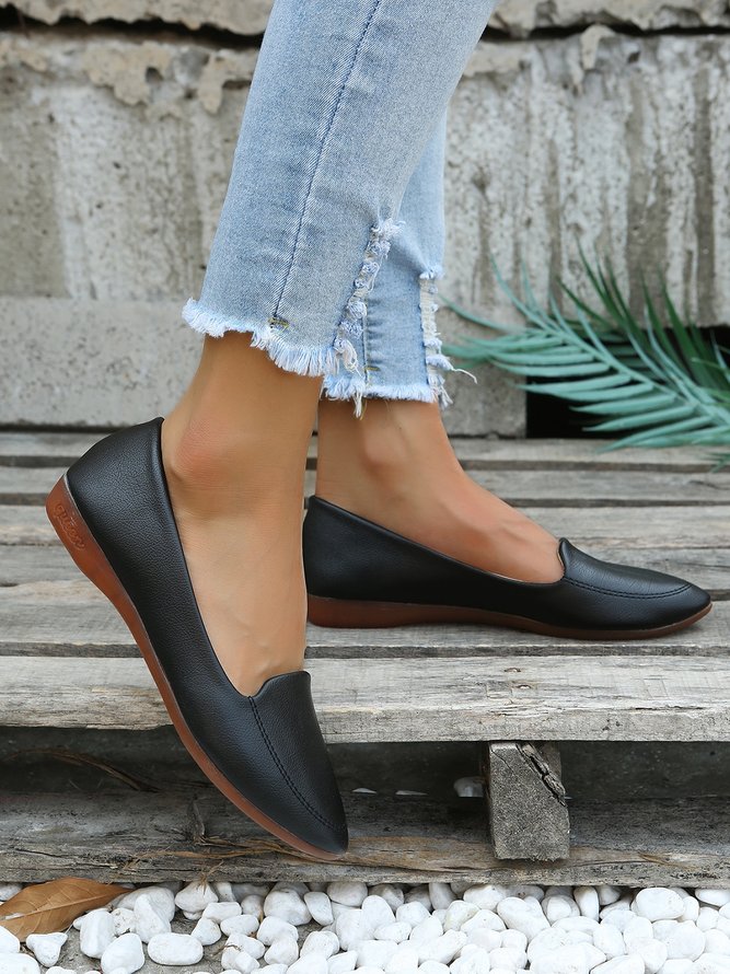 Women's Plain Stitch Detail Flat Shoes