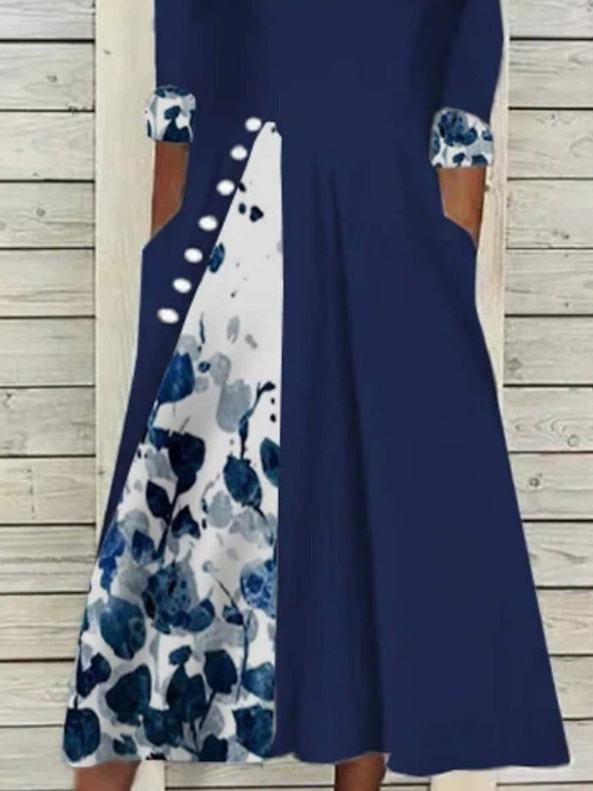 V Neck Casual Regular Fit Floral Dress