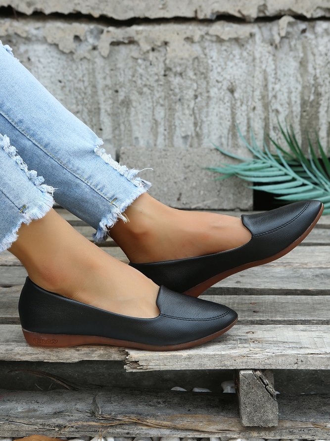 Women's Plain Stitch Detail Flat Shoes