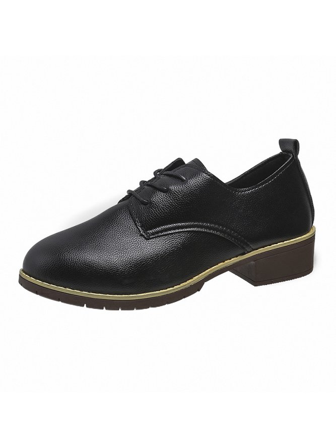 Plain Color Split Joint Casual Lace-Up Flat Shoes