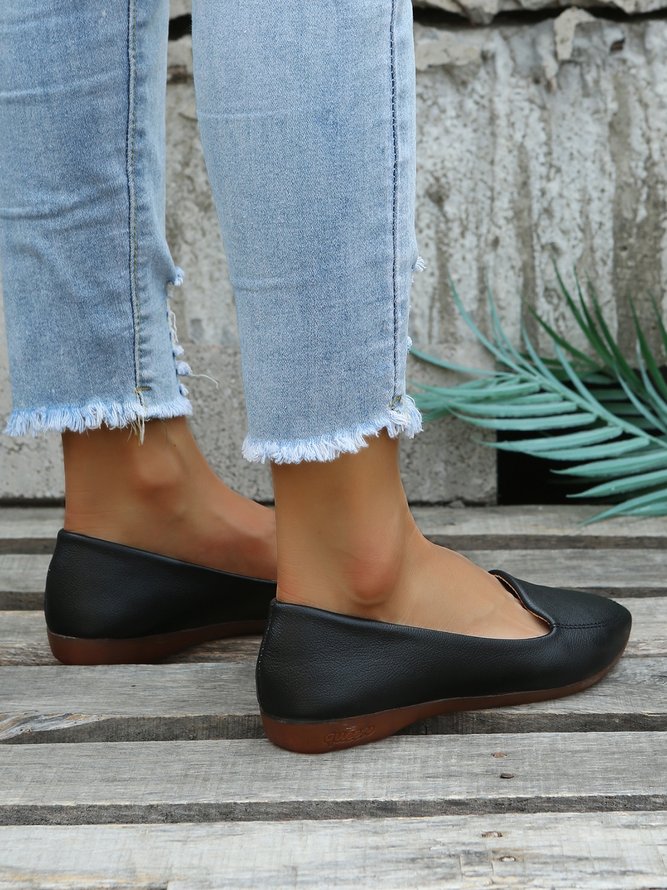 Women's Plain Stitch Detail Flat Shoes
