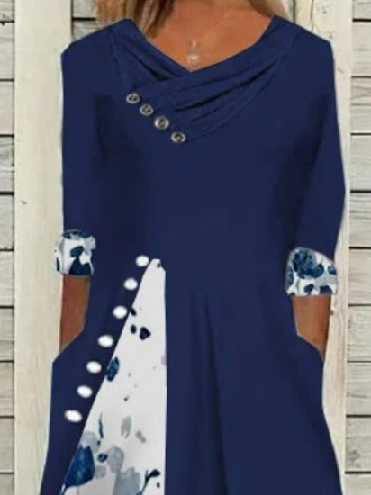 V Neck Casual Regular Fit Floral Dress