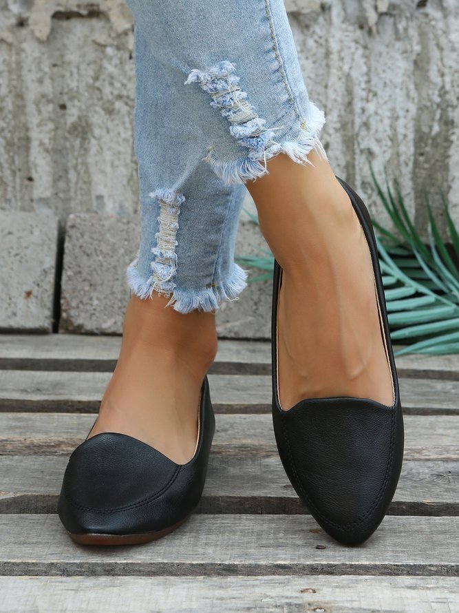 Women's Plain Stitch Detail Flat Shoes