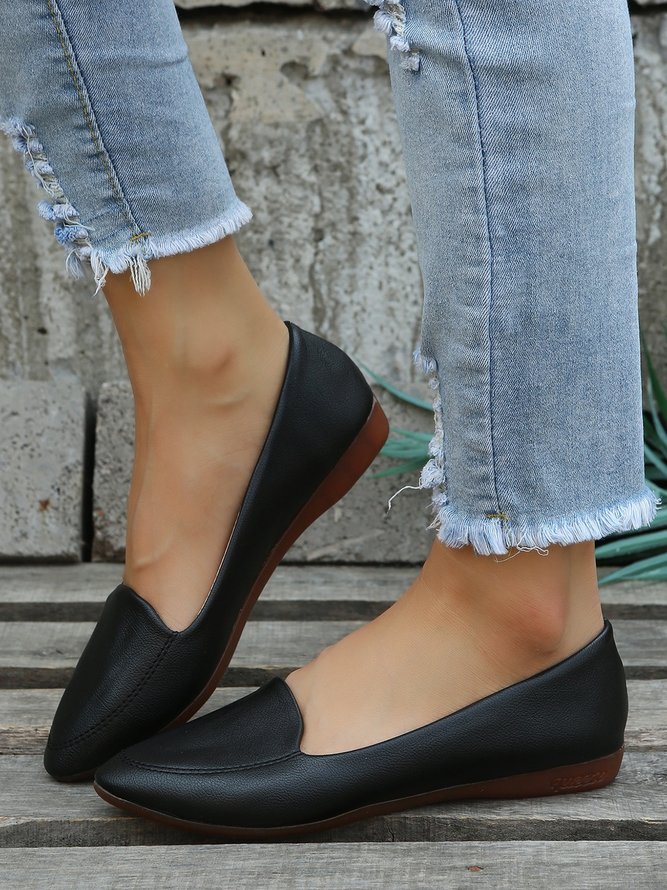 Women's Plain Stitch Detail Flat Shoes