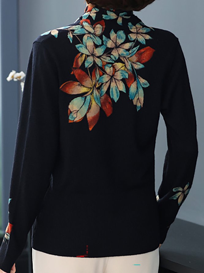 Floral Regular Fit Casual V Neck Top